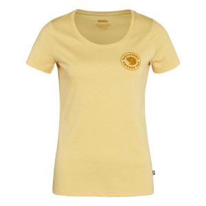 Koszulka damska Fjallraven 1960 Logo T-shirt. Żółte koszulki sportowe Fjällräven, bez wzorów, bez ramiączek. Za 156,99 zł.