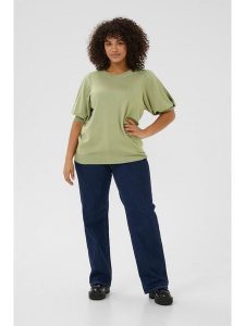 KAFFE curve Sweter w kolorze zielonym rozmiar: S. Zielone swetry oversize KAFFE curve, s, bez wzorów, bez ramiączek. Za 79,03 zł.