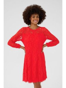 Cream Sukienka w kolorze czerwonym rozmiar: XXL. Czerwone sukienki Cream, xxl, bez wzorów, z koronki, bez kołnierzyka, bez ramiączek, mini. Za 173,99 zł.