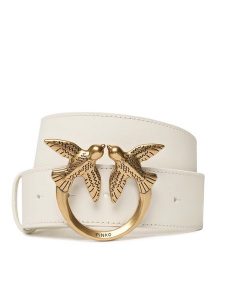 Pinko Pasek Damski Love Berry H4 Belt PE 23 PLT01 100120 A0F1 Biały. Białe paski Pinko, bez wzorów, ze skóry. Za 309,99 zł.