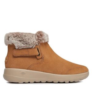 Botki Skechers. Brązowe botki Skechers, bez wzorów, bez obcasa, na płaskiej podeszwie, bez zapięcia. Za 339,99 zł.