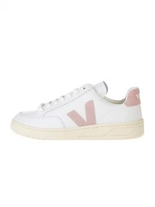 Veja Skórzane sneakersy "V 12" w kolorze biało-jasnoróżowym rozmiar: 38. Białe trampki Veja, bez wzorów, bez zapięcia. Za 571,03 zł.