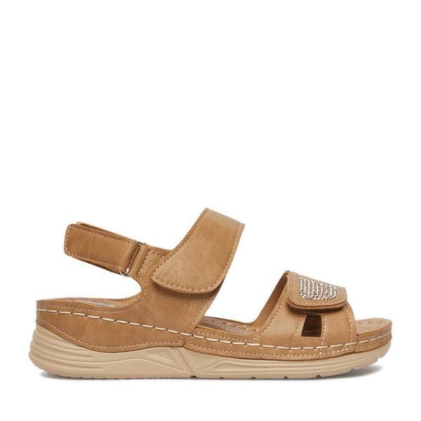 Sandały Go Soft. Brązowe sandały Go Soft, bez wzorów, bez obcasa, na płaskiej podeszwie, bez zapięcia. Za 99,99 zł.