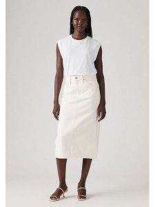 Levi's Spódnica dżinsowa w kolorze białym rozmiar: W28. Białe spódnice Levi's®, na co dzień, s, z aplikacjami, z bawełny, klasyczne, midi. Za 180,95 zł.