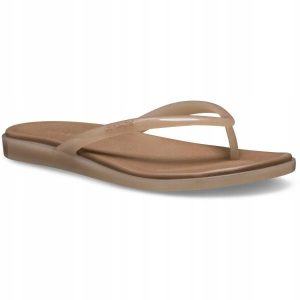 Japonki Dla Dorosłych Crocs Miami Jelly Round Toe Flip. Brązowe klapki Crocs, bez wzorów, z materiału, bez obcasa. Za 169,99 zł.