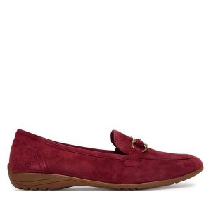 Półbuty Josef Seibel. Czerwone półbuty Josef Seibel, bez wzorów, bez obcasa, na płaskiej podeszwie, bez zapięcia. Za 439,99 zł.