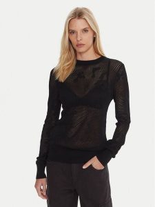 G-Star Raw Sweter Pointelle D27724-B754 Czarny Regular Fit. Czarne swetry klasyczne G-Star Raw, l, z wiskozy, bez kołnierzyka. Za 389,99 zł.