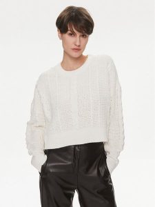 ONLY Sweter Malena 15309262 Biały Regular Fit. Białe swetry klasyczne ONLY, l, z syntetyku, bez kołnierzyka. Za 99,99 zł.