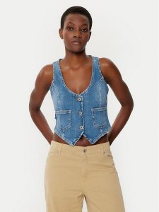 HUGO Kamizelka Gardenia_B 50531700 Niebieski Slim Fit. Niebieskie kamizelki Hugo, xs, bez wzorów, z bawełny, bez kołnierzyka, bez ramiączek, bez kaptura. Za 389,99 zł.