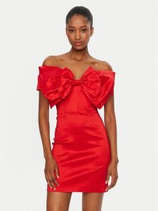 Bardot Sukienka koktajlowa 54327DB2 Czerwony Slim Fit. Czerwone sukienki Bardot, bez wzorów, z syntetyku, wizytowe, bez kołnierzyka, bez ramiączek. Za 569,99 zł.