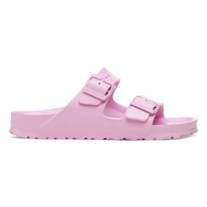 Klapki damskie BIRKENSTOCK ARIZONA EVA FONDANT PINK. Czerwone klapki Birkenstock, bez wzorów, z materiału, bez obcasa. Za 199,99 zł.