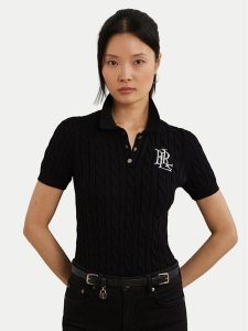 LAUREN RALPH LAUREN Sweter 200932224003 Czarny Slim Fit. Czarne swetry klasyczne Lauren Ralph Lauren, l, z bawełny, bez kołnierzyka. Za 576,99 zł.