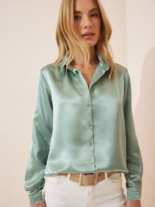 Happiness Istanbul Koszula w kolorze miętowym rozmiar: 36. Niebieskie koszule Happiness Istanbul, bez wzorów, bez kołnierzyka, bez ramiączek. Za 70,45 zł.
