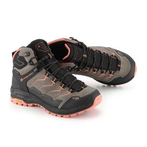 Buty wysokie trekkingowe damskie Alpine Pro Crede Vibram. Brązowe buty trekkingowe Alpine Pro, bez zapięcia. W wyprzedaży za 539,00 zł.