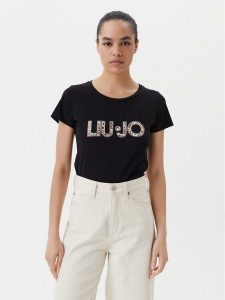 Liu Jo Beachwear T-Shirt VA5154 JS003 Czarny Regular Fit. Czarne t-shirty Liu Jo Beachwear, s, bez wzorów, z bawełny, bez kołnierzyka, bez ramiączek. Za 149,99 zł.