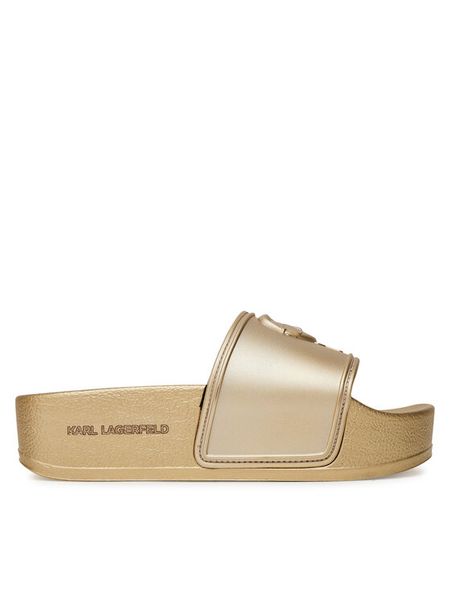 KARL LAGERFELD Klapki Kondo Maxi KL80819M Złoty. Żółte klapki KARL LAGERFELD, bez wzorów, z syntetyku, bez obcasa. Za 319,99 zł.