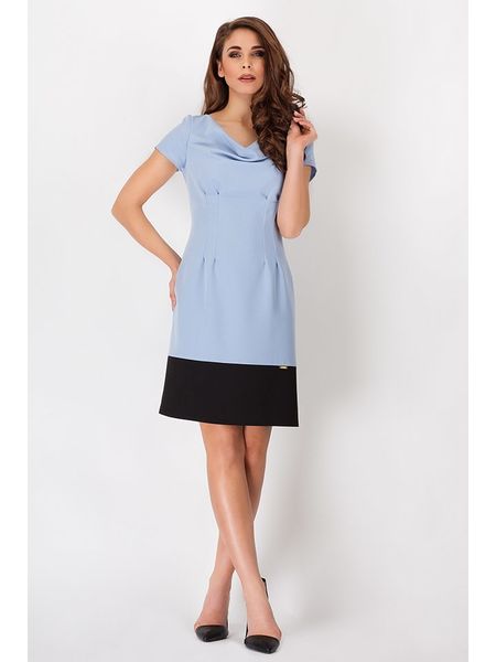 Awama Sukienka w kolorze błękitno-czarnym rozmiar: M. Niebieskie sukienki Awama, na co dzień, m, bez wzorów, bez kołnierzyka, bez ramiączek, midi, proste. Za 100,04 zł.