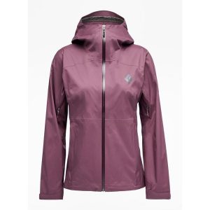 Kurtka przeciwdeszczowa damska Black Diamond Fineline Stretch Shell. Fioletowe kurtki Black Diamond, bez wzorów, bez kaptura. Za 570,15 zł.