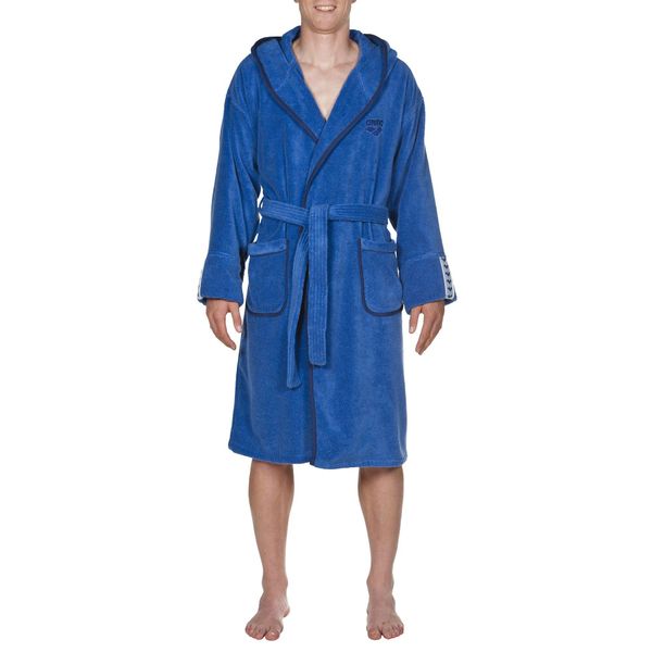 Szlafrok kąpielowy na basen po treningu unisex Arena Premium Robe. Niebieskie szlafroki Arena, bez wzorów, bez kaptura. Za 301,98 zł.