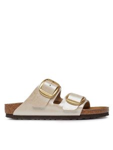 Birkenstock Klapki Arizona 1020021 Biały. Białe klapki Birkenstock, bez wzorów, ze skóry, bez obcasa. Za 455,99 zł.