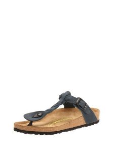 Comfortfusse Skórzane japonki w kolorze granatowym rozmiar: 38. Niebieskie klapki Comfortfüße, bez wzorów, z nubiku, z otwartym noskiem, bez obcasa. Za 252,99 zł.