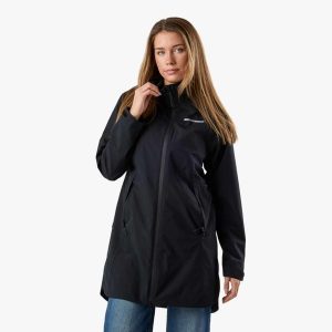 Kurtka przeciwdeszczowa kobieca Swedemount Orust Rain Coat wodoodporna. Czarne kurtki SWEDEMOUNT, bez wzorów, bez kaptura. Za 329,99 zł.
