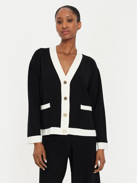 Kontatto Kardigan 3M0258 Czarny Regular Fit. Czarne kardigany Kontatto, z wiskozy. Za 449,99 zł.