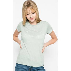 Pepe Jeans - Top. Szare t-shirty marki Pepe Jeans, z nadrukiem, z bawełny, z okrągłym kołnierzem, z krótkim rękawem. W wyprzedaży za 79,90 zł.