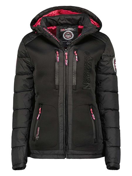 Geographical Norway Kurtka zimowa "Beachwood" w kolorze czarnym rozmiar: L. Czarne kurtki Geographical Norway, na zimę, l, z aplikacjami, z puchu, bez kaptura. Za 283,48 zł.