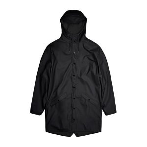 Kurtka Rains Long Jacket W3. Czarne kurtki Rains, m, bez wzorów, bez kaptura. W wyprzedaży za 378,30 zł.