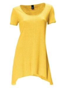 Heine Jedwabna koszulka w kolorze żółtym rozmiar: 46. Żółte bluzki Heine, bez wzorów, z jedwabiu, z asymetrycznym kołnierzem, bez ramiączek. Za 69,45 zł.