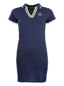 Peak Mountain Sukienka polo w kolorze granatowym rozmiar: XL. Niebieskie sukienki Peak Mountain, na co dzień, xl, bez wzorów, bez kołnierzyka, bez ramiączek, mini, proste. Za 100,99 zł.