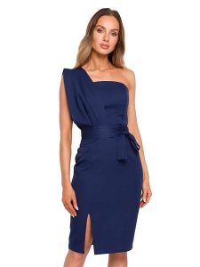 Made of emotion Sukienka w kolorze granatowym rozmiar: XXL. Niebieskie sukienki Made Of Emotion, xxl, bez wzorów, bez kołnierzyka, bez ramiączek, midi. Za 157,99 zł.