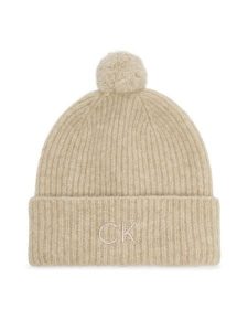 Calvin Klein Czapka Embroidery Airy K60K612586 Beżowy. Brązowe czapki Calvin Klein, bez wzorów, z wełny. Za 149,99 zł.