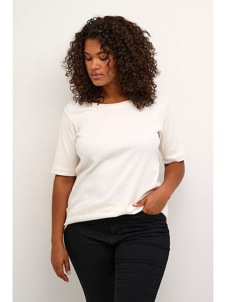 Kaffe Koszulka w kolorze kremowym rozmiar: XL. Brązowe bluzki Kaffe, xl, bez wzorów, bez kołnierzyka, bez ramiączek. Za 56,53 zł.