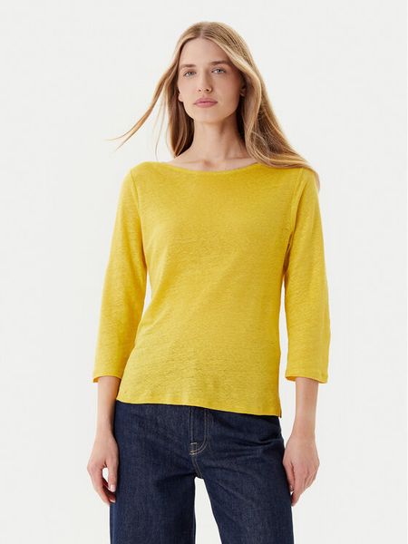 United Colors Of Benetton Bluzka 37UJD109X Żółty Regular Fit. Żółte bluzki United Colors of Benetton, m, bez wzorów, ze lnu, bez kołnierzyka, bez ramiączek. Za 79,99 zł.
