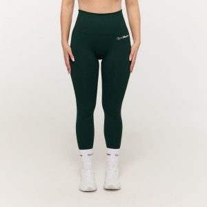 Legginsy damskie fitness bezszwowe GymBabe Forest. Zielone legginsy GYMBEAM, bez wzorów, z elastanu. Za 131,90 zł.