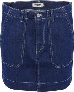 SPÓDNICA WRANGLER CARPENTER SKIRT WORKWEAR BLUE W29WFH20X 112128597. Niebieskie spódnice Wrangler, s, bez wzorów. W wyprzedaży za 49,99 zł.