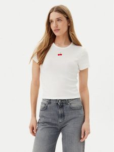 ONLY T-Shirt Daniella 15350554 Biały Slim Fit. Białe t-shirty ONLY, xs, bez wzorów, z syntetyku, bez kołnierzyka, bez ramiączek. Za 49,99 zł.