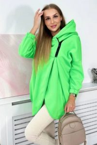 Bluza z krótkim suwakiem zielony neon. Zielone bluzy KESI, l, bez wzorów, z bawełny, bez kaptura. Za 355,46 zł.