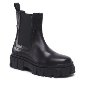 Sztyblety GINO ROSSI. Czarne botki Gino Rossi, bez wzorów, bez obcasa, na płaskiej podeszwie, bez zapięcia. Za 399,99 zł.