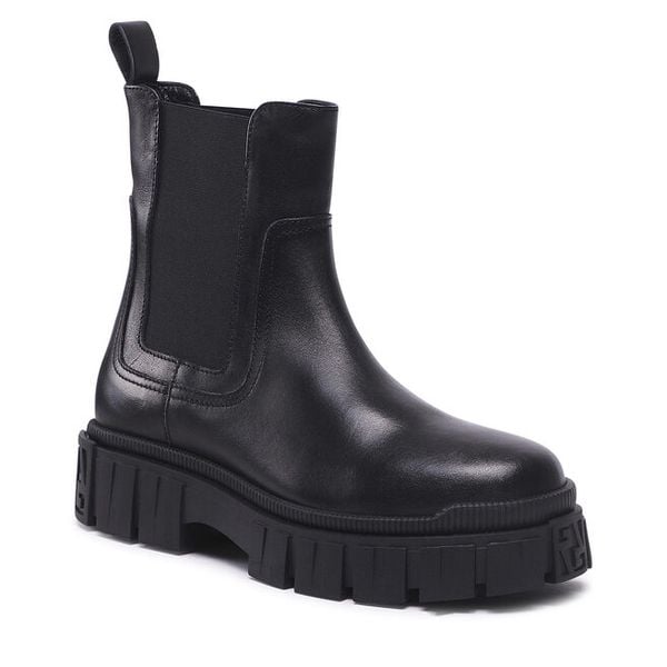 Sztyblety GINO ROSSI. Czarne botki Gino Rossi, bez wzorów, bez obcasa, na płaskiej podeszwie, bez zapięcia. Za 399,99 zł.