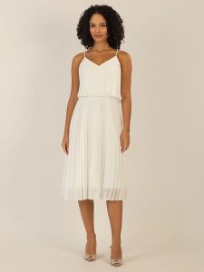 APART Sukienka w kolorze kremowym rozmiar: 34. Brązowe sukienki Apart, bez wzorów, bez kołnierzyka, bez ramiączek, midi. Za 217,99 zł.