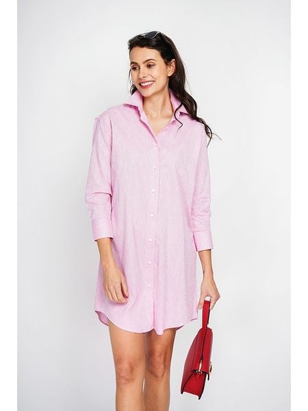 ASSUILI Lniana sukienka w kolorze różowym rozmiar: 40. Różowe sukienki Assuili, bez wzorów, ze lnu, klasyczne, bez kołnierzyka, bez ramiączek, mini. Za 162,11 zł.