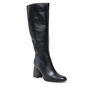 Kozaki Lasocki. Czarne kozaki Lasocki, bez wzorów, bez obcasa, na słupku, bez zapięcia. Za 343,99 zł.