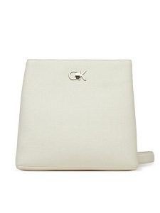 Calvin Klein Torebka Ck Bucket Bag_Tex K60K613179 Biały. Białe listonoszki Calvin Klein, bez wzorów, ze skóry, bez dodatków. Za 349,99 zł.