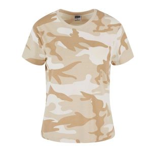 T-shirt Damski Camo Standardowy. Brązowe t-shirty Urban Classics, xl, bez wzorów, bez kołnierzyka, bez ramiączek. Za 77,99 zł.
