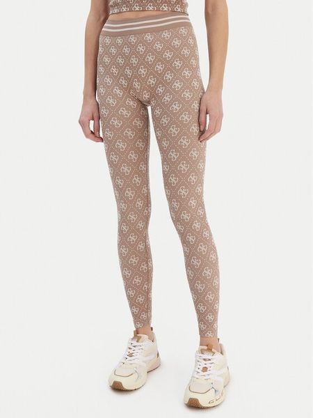 Guess Legginsy V5BB13 K2000 Brązowy Slim Fit. Brązowe legginsy Guess, z aplikacjami, z syntetyku. Za 199,99 zł.