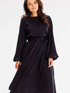 Sukienka Model A602 Black - awama. Czarne sukienki Awama, na co dzień, l, bez wzorów, z elastanu, bez kołnierzyka, plus size, bez ramiączek, dopasowane. Za 340,97 zł.