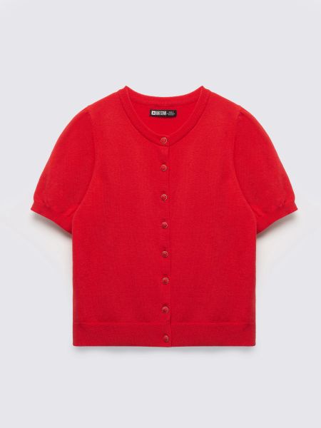 Sweter damski zapinany na guziki z krótkim rękawem czerwony Manona 603. Czerwone swetry klasyczne Big Star, l, z dzianiny, bez kołnierzyka. Za 139,99 zł.